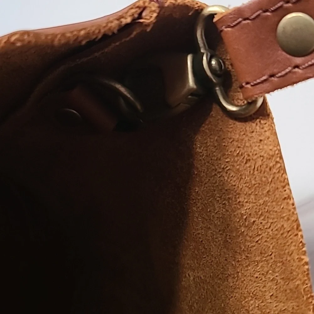 Portland Leather Mini Crossbody Tote - Honey - Picture 9 of 10